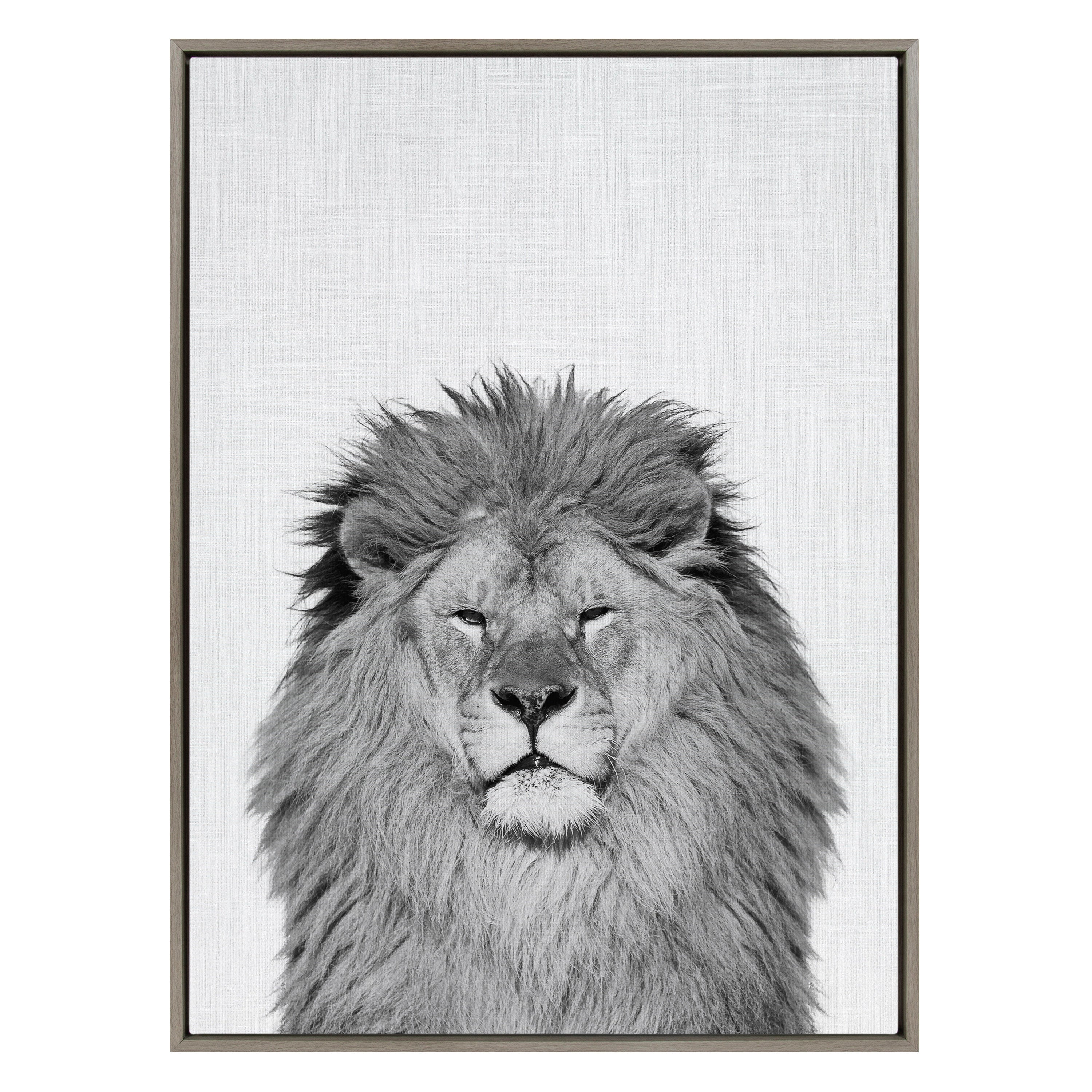 Sylvie Lion Framed Canvas by Simon Te Tai