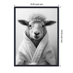 Sylvie Sheep Bathroom Art Towel Robe Black and White Framed Canvas by The Creative Bunch Studio