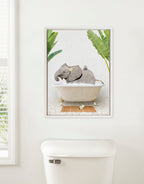 Sylvie Beaded Baby Elephant Bali Bath Framed Canvas by Amy Peterson