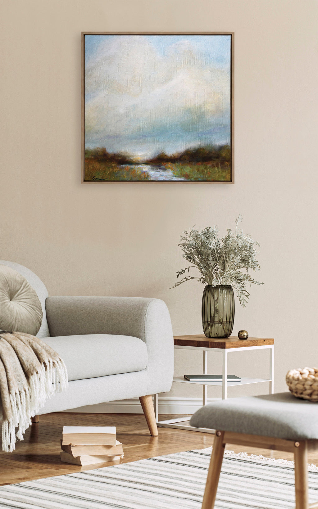 Sylvie Tranquility Framed Canvas by Mary Sparrow
