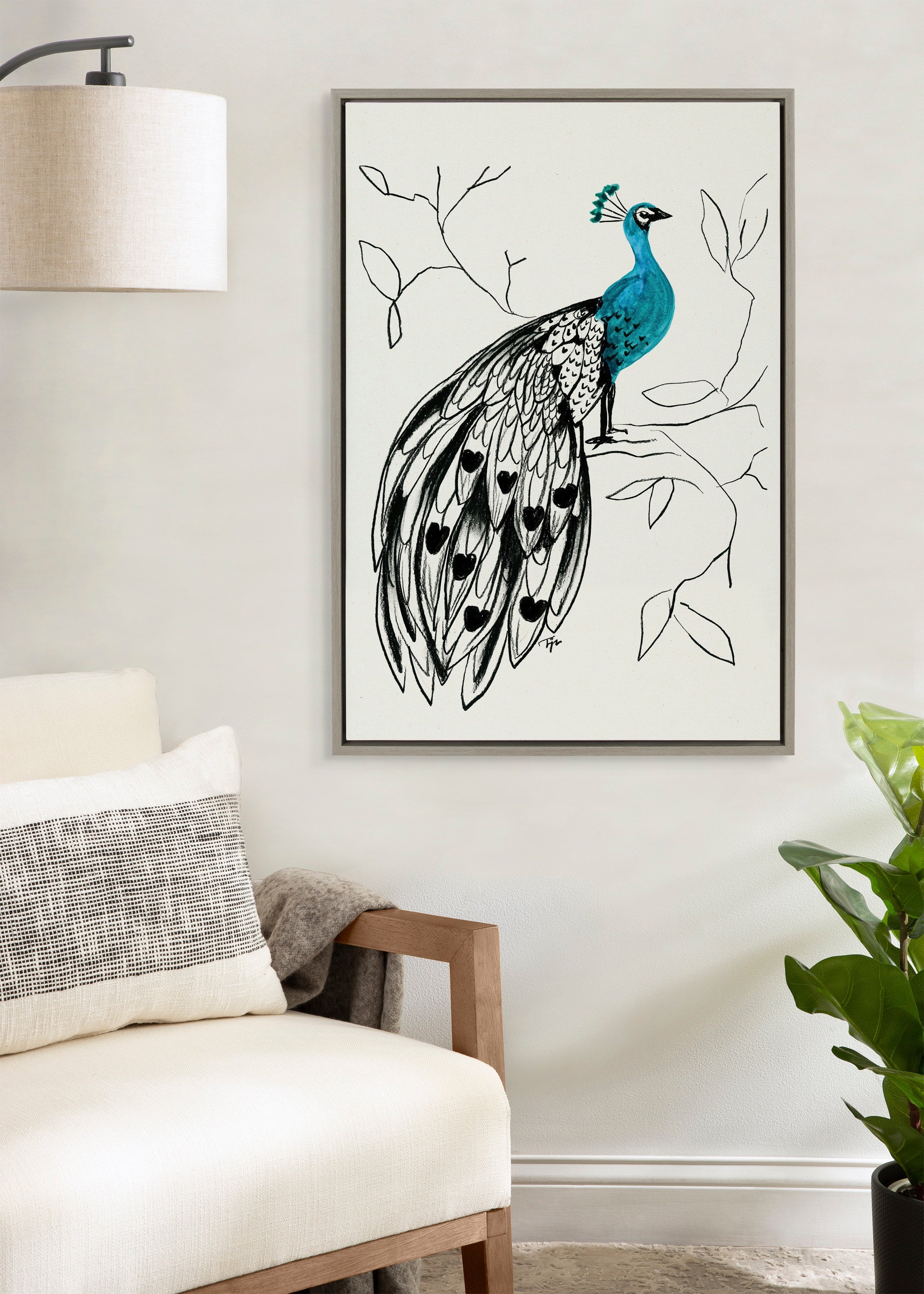 Sylvie 658 Peacock Framed Canvas by Teju Reval of SnazzyHues
