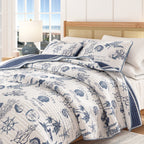 Coastal Printed Cotton Quilt Set - Calypso Collection