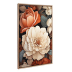 Sylvie Beaded Romantic Ivory and Peach Flora Framed Canvas by The Creative Bunch Studio