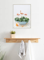 Sylvie Three Flamingos Beach House Bath Framed Canvas by Amy Peterson