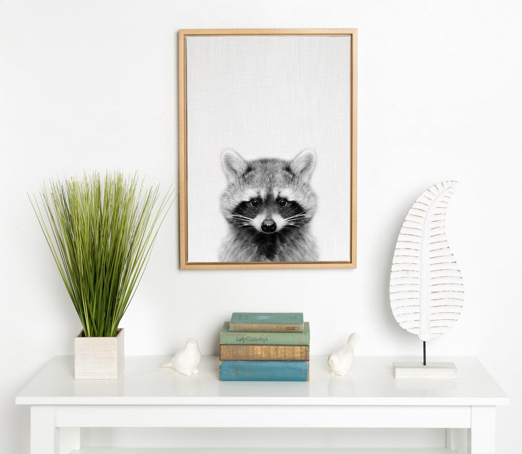 Sylvie Raccoon Framed Canvas by Simon Te Tai