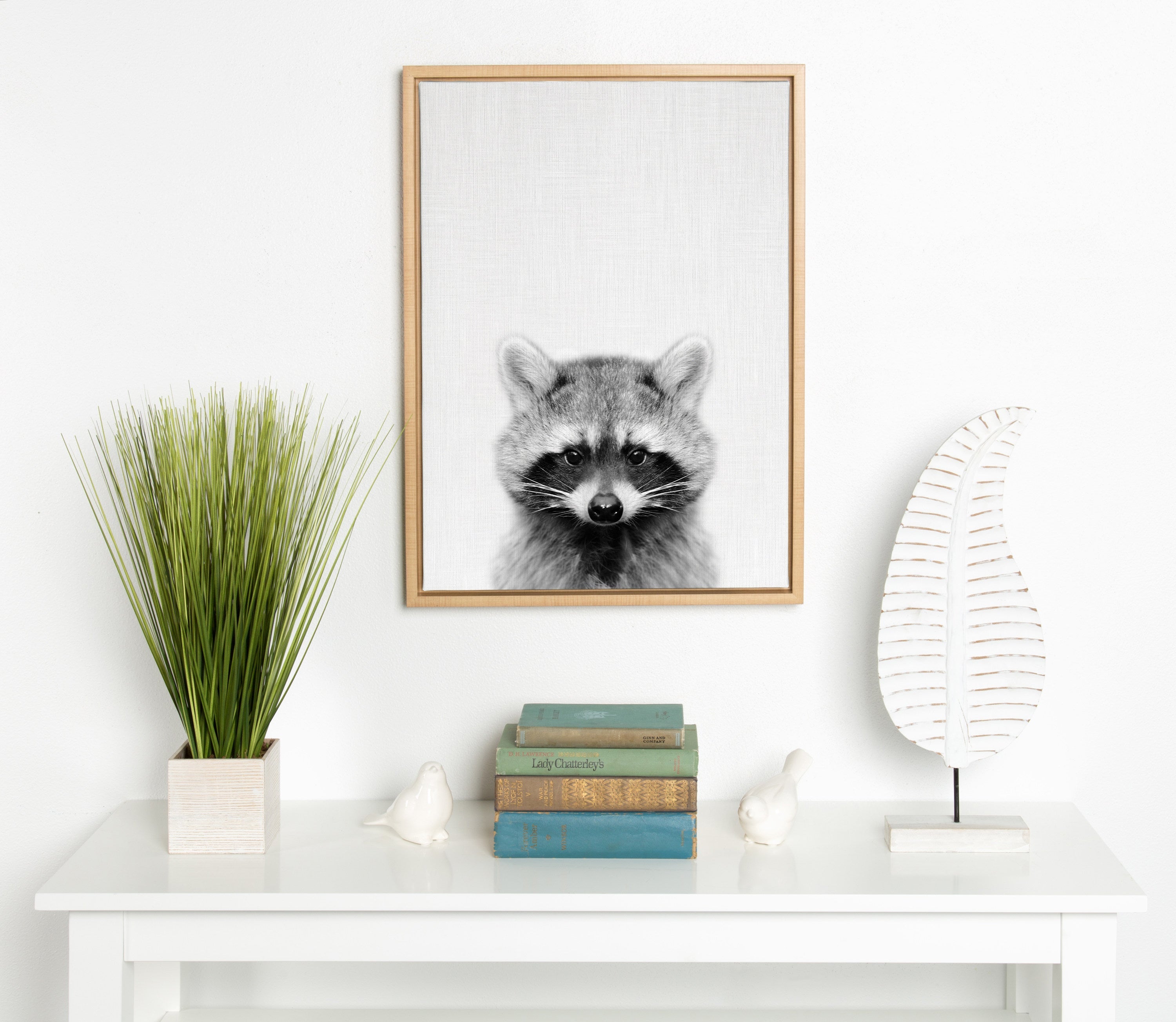 Sylvie Raccoon Framed Canvas by Simon Te Tai