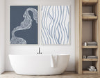 Sylvie Simple Elegant Coastal Waves Framed Canvas by The Creative Bunch Studio