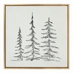 Sylvie Minimalist Evergreen Trees Sketch Framed Canvas by The Creative Bunch Studio