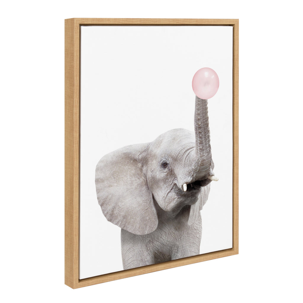Sylvie Bubble Gum Elephant Framed Canvas by Amy Peterson Art Studio