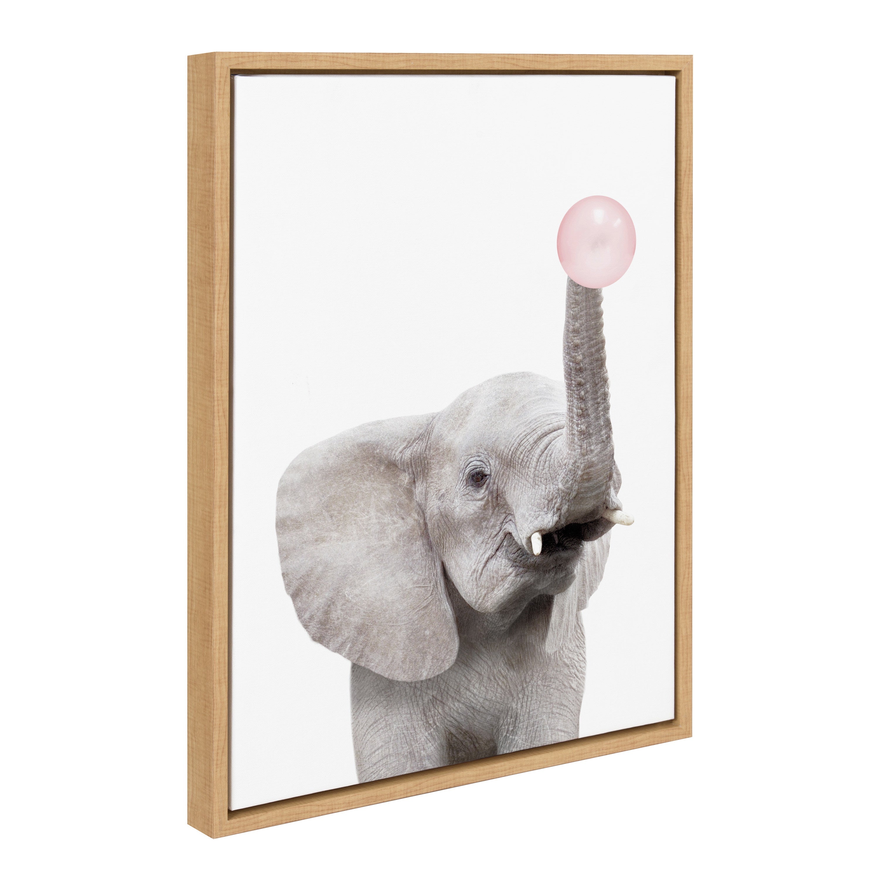 Sylvie Bubble Gum Elephant Framed Canvas by Amy Peterson Art Studio
