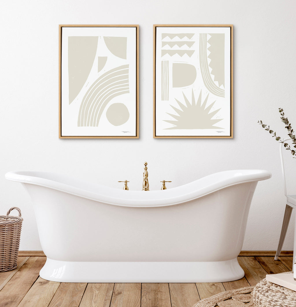 Sylvie Burst Neutral Framed Canvas by Statement Goods