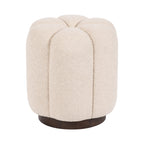 Lucida Round Tufted Ottoman Fabric and Wood