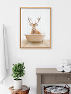 Sylvie Stag Farmhouse Bath Framed Canvas by Amy Peterson Art Studio