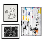 Sylvie NC Street Art 2, Inner Battle, and Abstract Sunset Framed Canvas