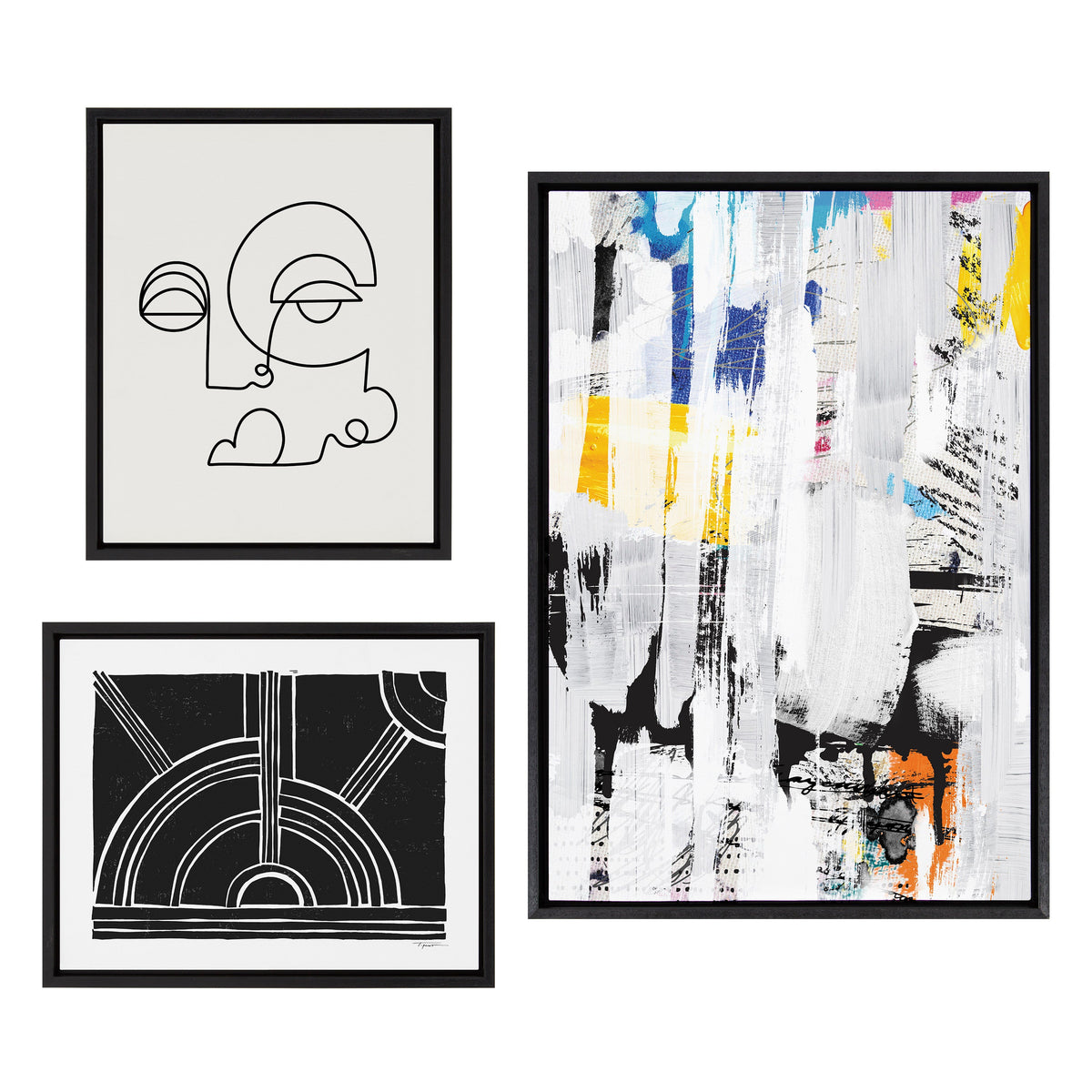 Sylvie NC Street Art 2, Inner Battle, and Abstract Sunset Framed Canvas