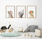 Sylvie Flower Crown Elephant Framed Canvas by Amy Peterson Art Studio