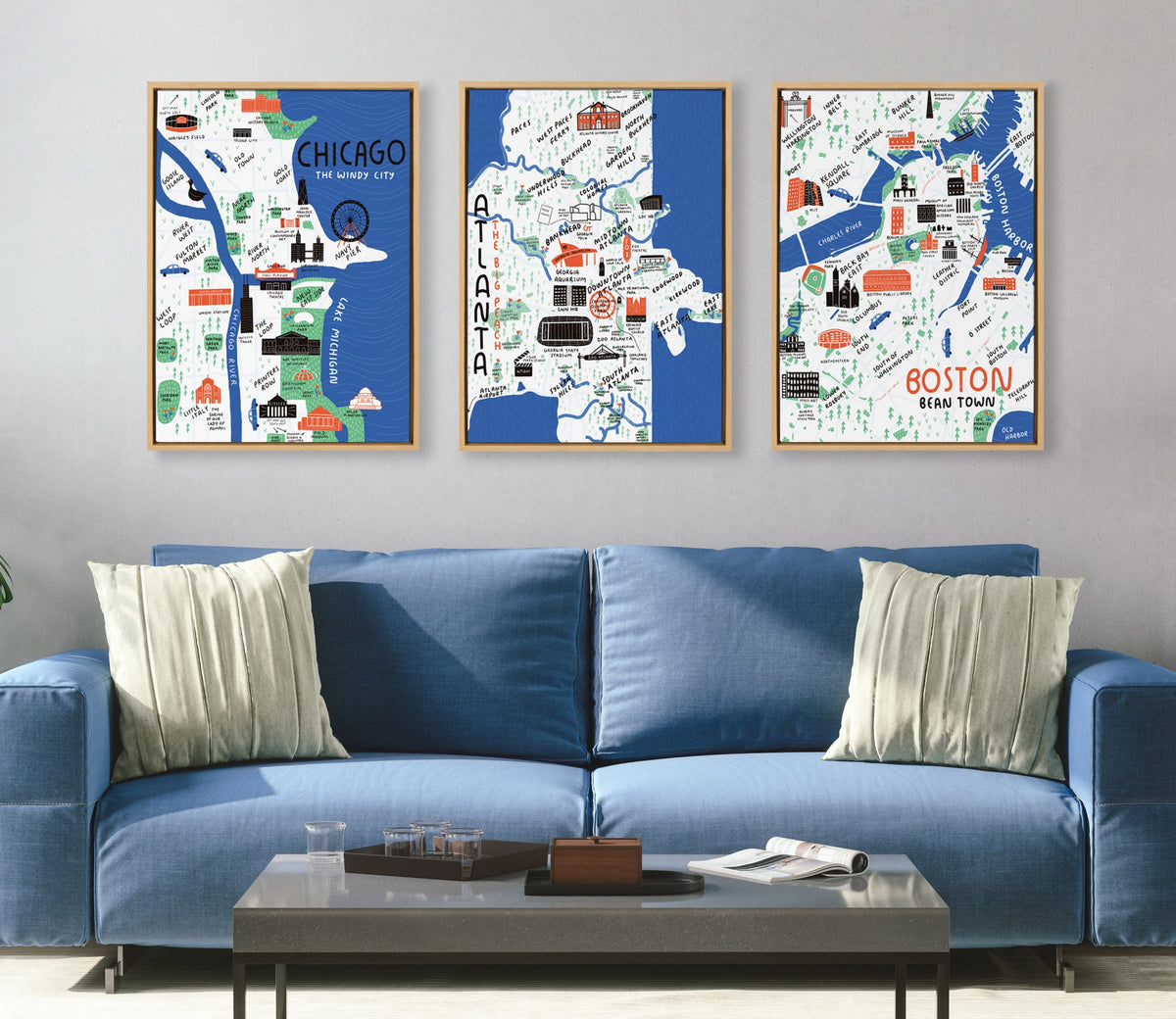 Sylvie Boston Illustration Framed Canvas by Stacie Bloomfield