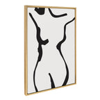 Sylvie Timeless Feminine Figural Drawing 1 Black and White Framed Canvas by The Creative Bunch Studio