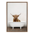 Sylvie Highland Cow in Tub Color Framed Canvas by Amy Peterson Art Studio