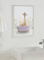 Sylvie Giraffe In Spring Bath Framed Canvas by Amy Peterson Art Studio