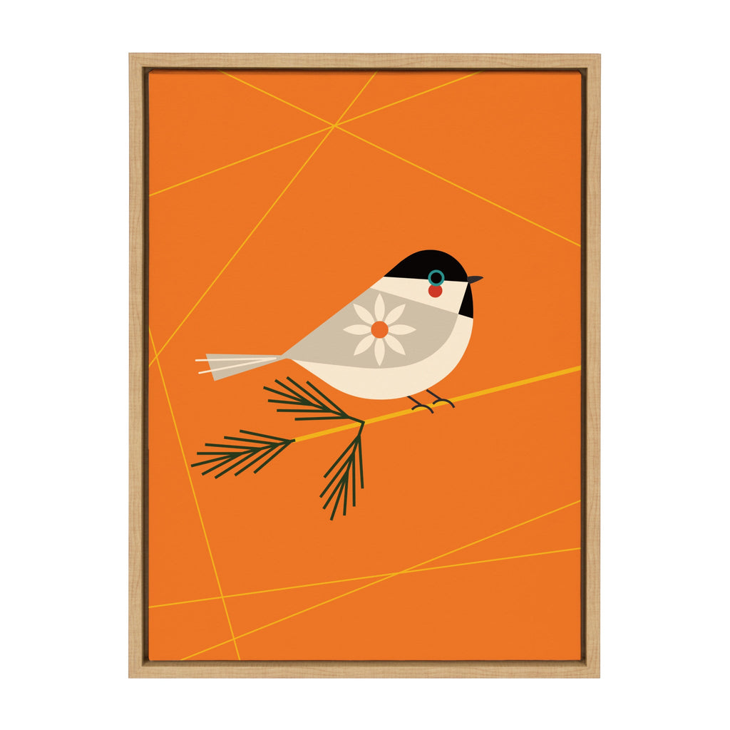 Sylvie Black-Capped Chickadee Framed Canvas by Amber Leaders Designs