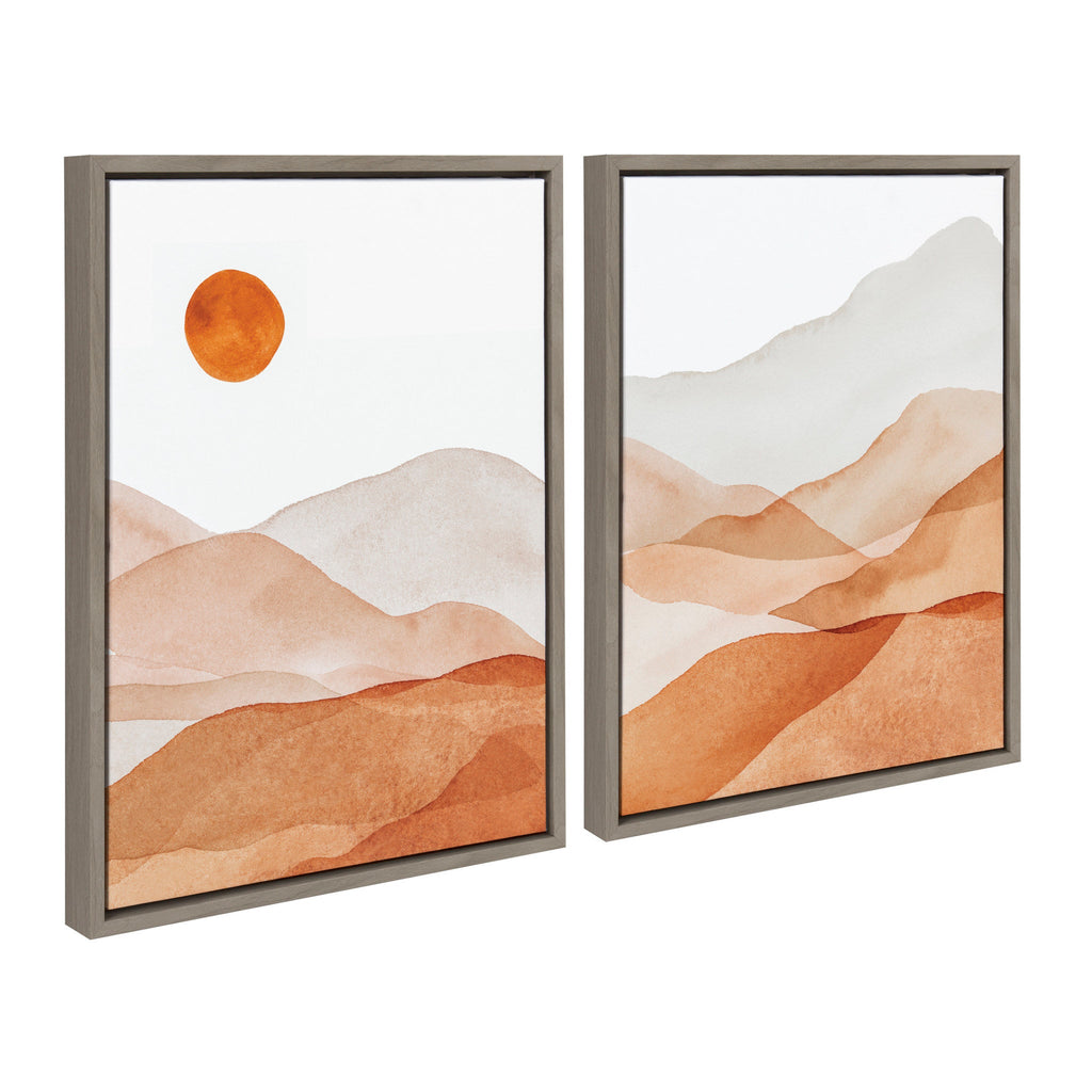 Sylvie Abstract Mountain Range I and III Orange Framed Canvas by Amy Lighthall