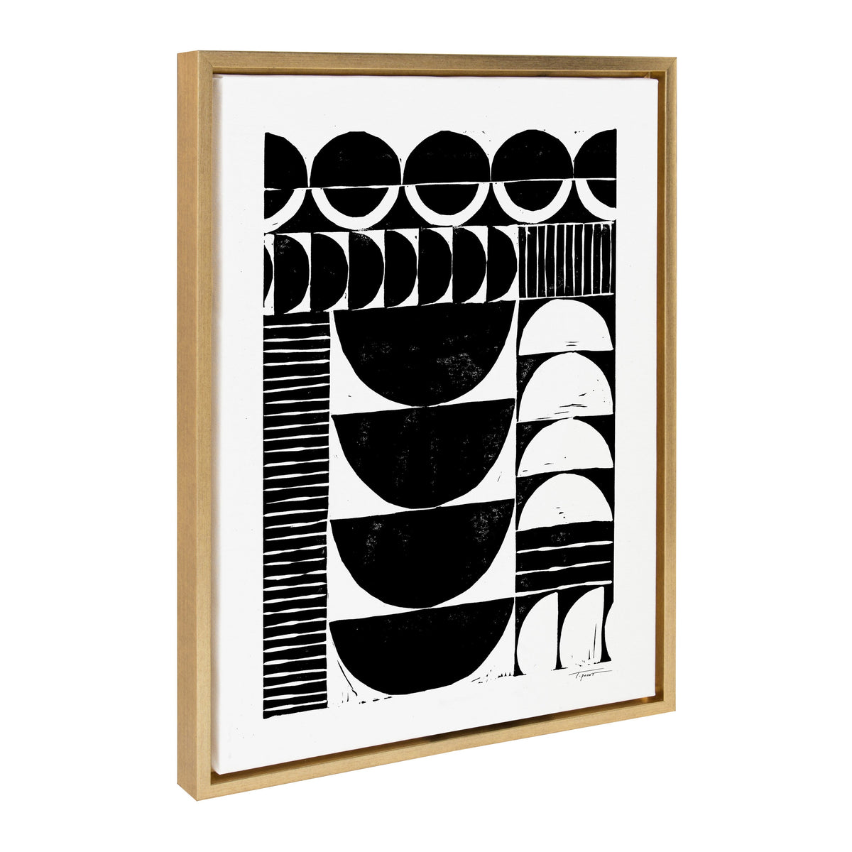 Sylvie Modern Circular Block Print Framed Canvas by Statement Goods