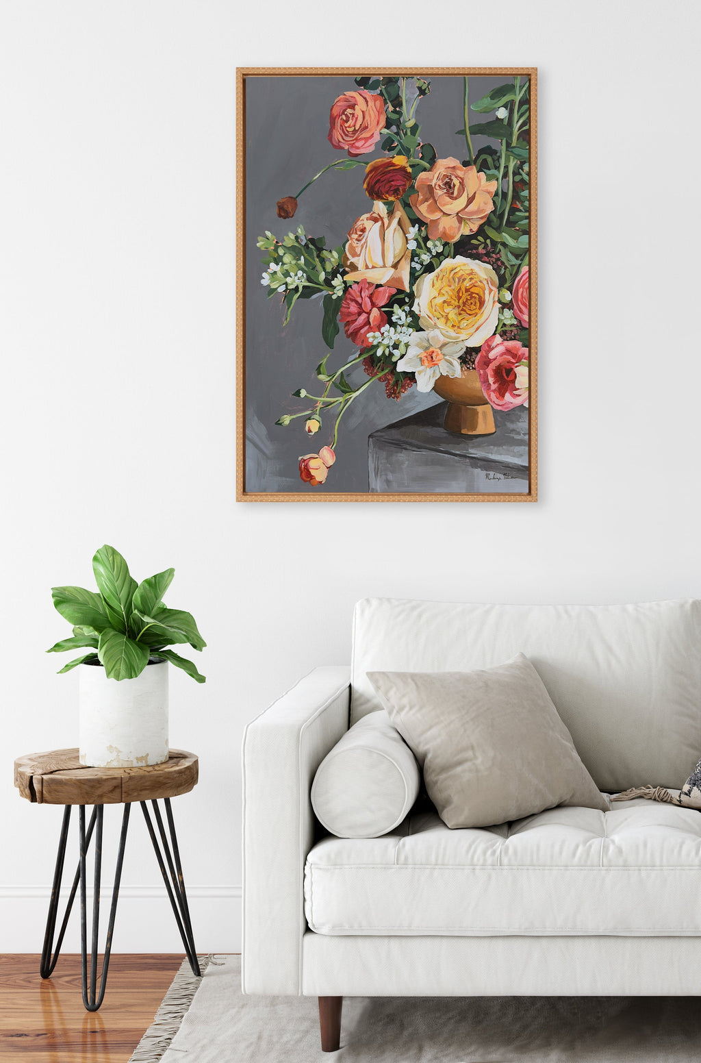 Sylvie Beaded Floral Emergence Framed Canvas by Mackenzie Nelson