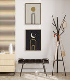 Sylvie Boho Minimalist Sunrise Rainbow and Boho Minimalist Moon Arches Framed Canvas Art Set by The Creative Bunch Studio