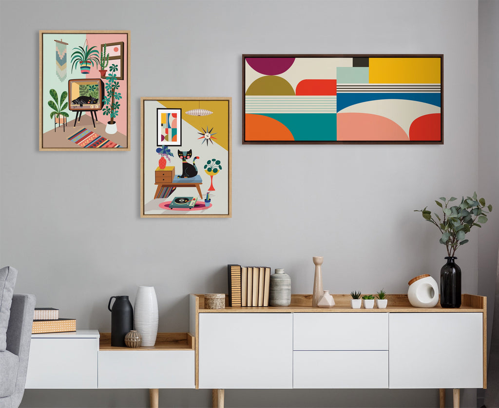 Sylvie Mid Century Modern Pattern Framed Canvas by Rachel Lee of My Dream Wall
