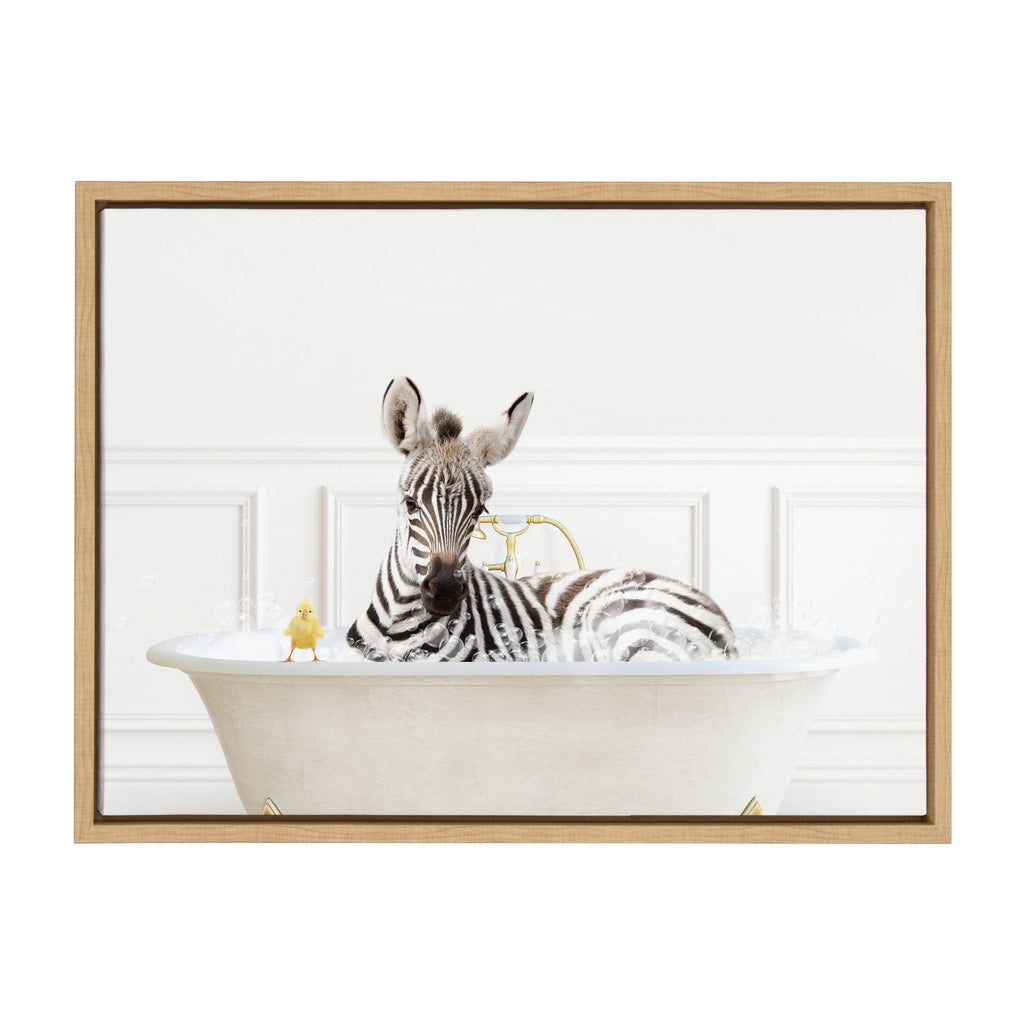 Sylvie Zebra In Bubble Bath Neutral Style Framed Canvas by Amy Peterson Art Studio
