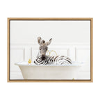 Sylvie Zebra In Bubble Bath Neutral Style Framed Canvas by Amy Peterson Art Studio