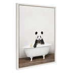 Sylvie Panda Waving in Rustic Bath Framed Canvas by Amy Peterson Art Studio