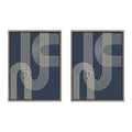 Sylvie Lines in Blue Framed Canvas Set by Apricot and Birch