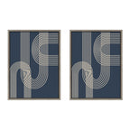 Sylvie Lines in Blue Framed Canvas Set by Apricot and Birch