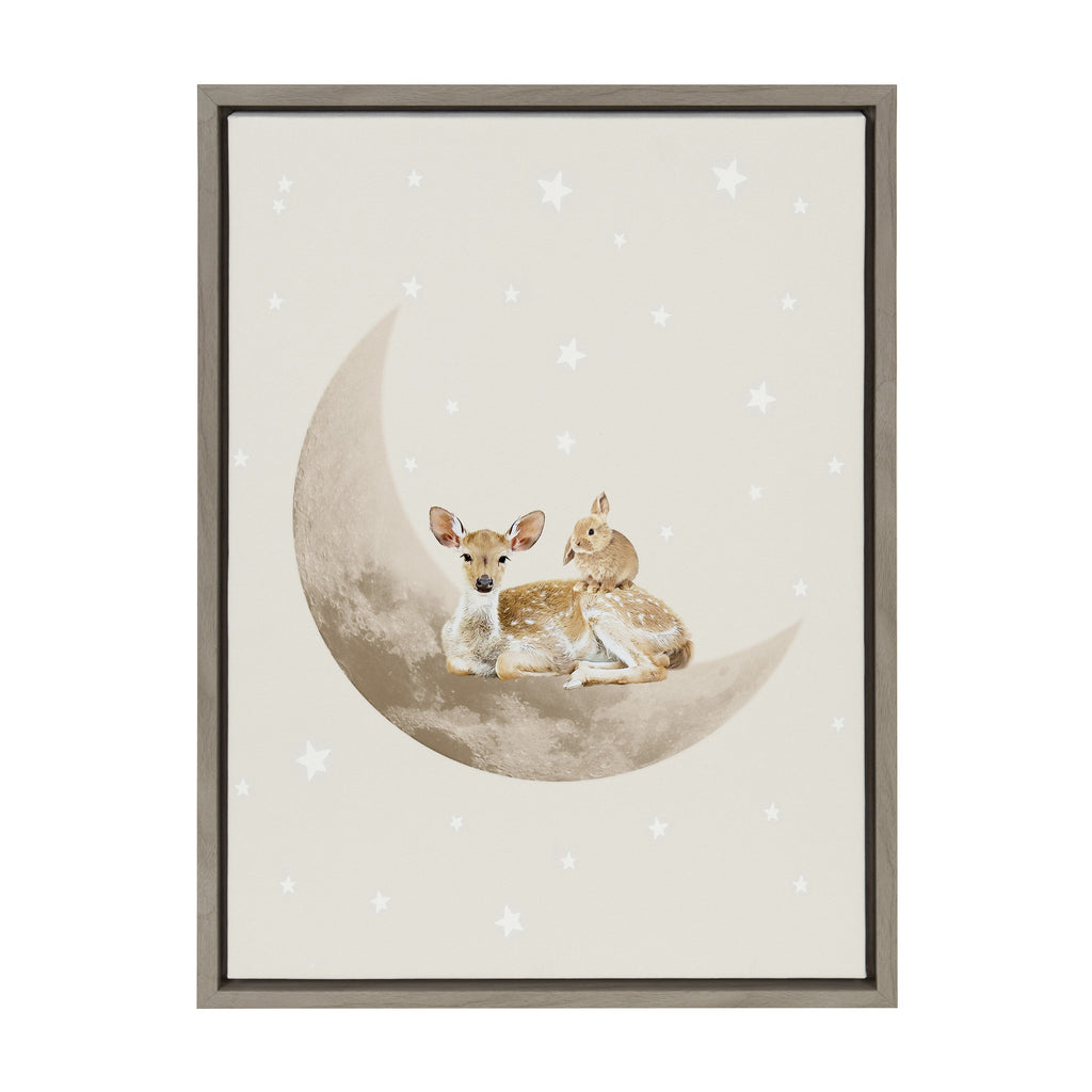 Sylvie On the Moon Framed Canvas by July Art Prints