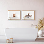 Sylvie Three bears In Bubble Bath Neutral Style Framed Canvas by Amy Peterson Art Studio