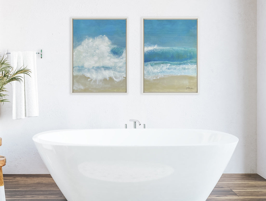 Sylvie Beach Day Left and Right Framed Canvas by Julie Maida