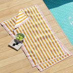 Oversized Striped Border Cabana Beach Towels - Santa Cruz