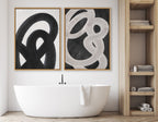 Sylvie Japandi 20 Black Beige Framed Canvas by Rocket Jack