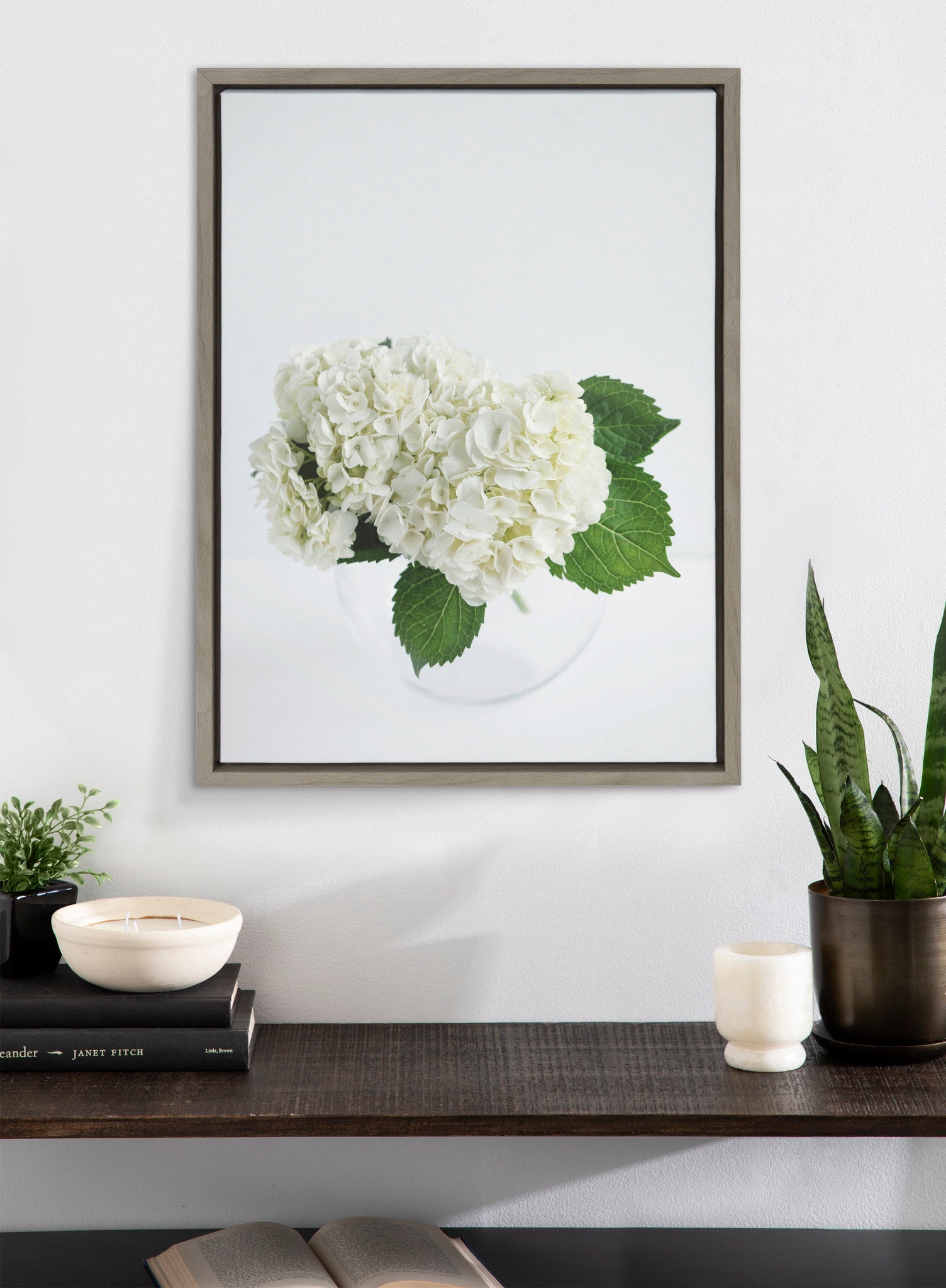 Sylvie Hydrangea Cluster Framed Canvas by Emiko and Mark Franzen of F2Images