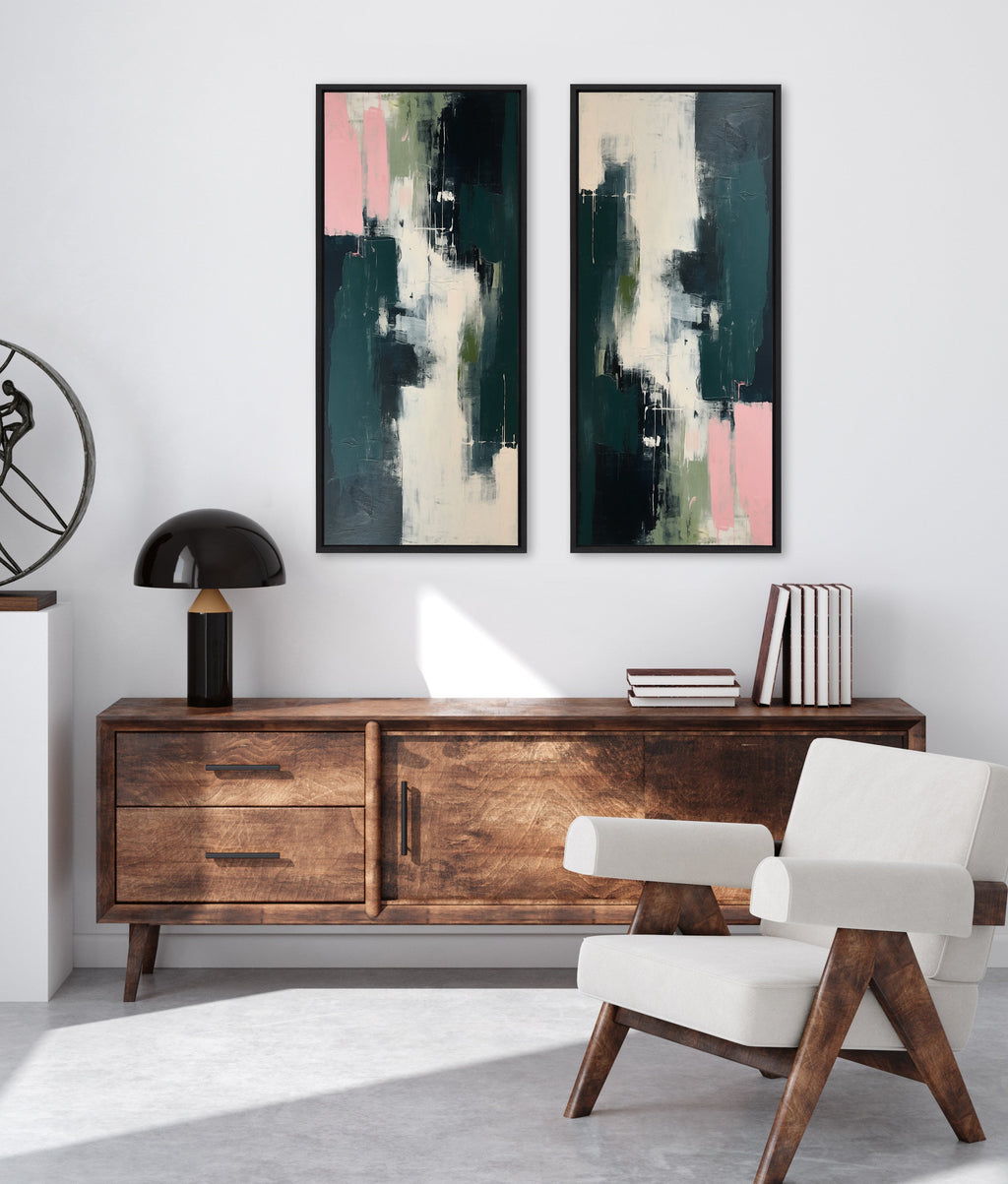 Sylvie Emerald Blush Framed Canvas by Amy Lighthall