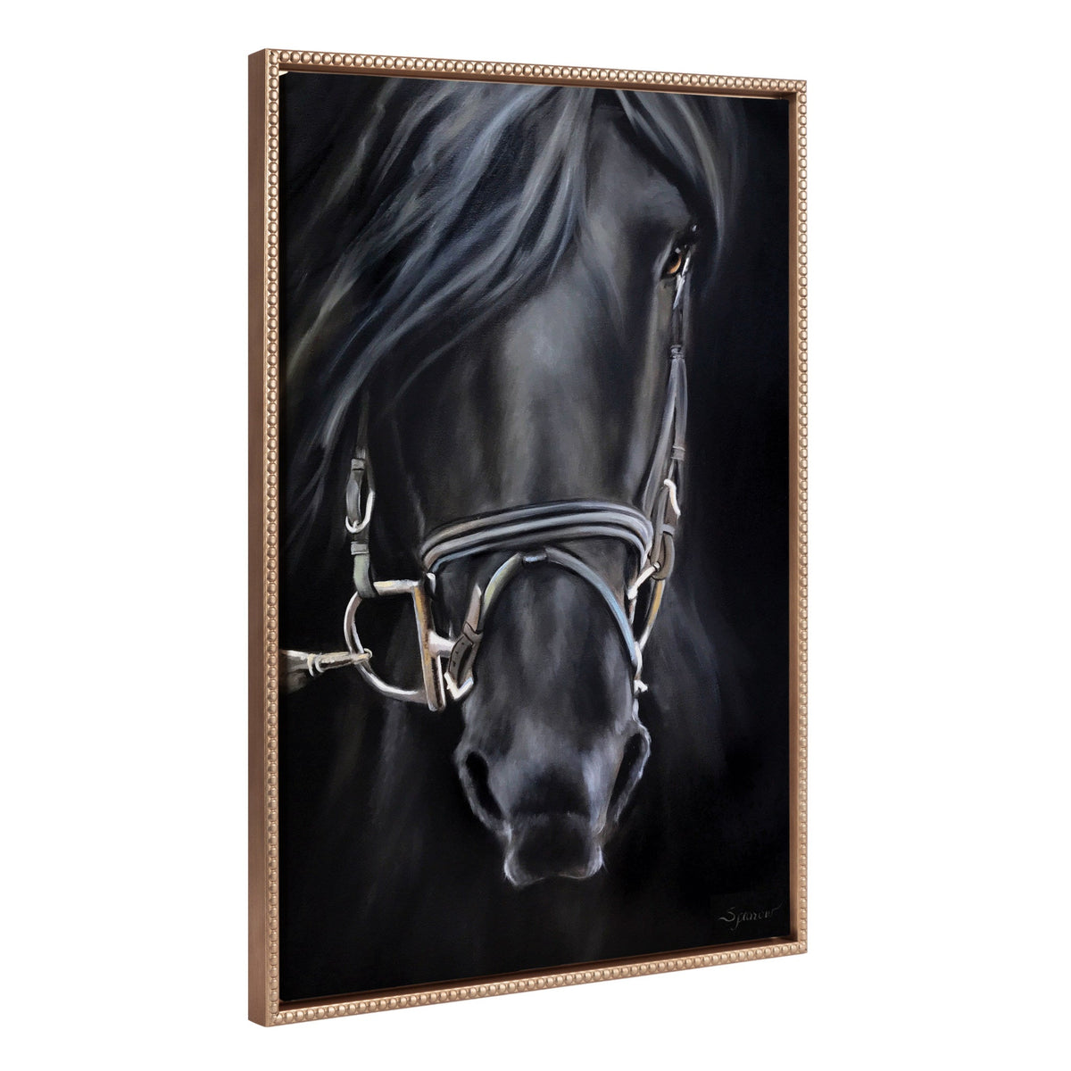 Sylvie Beaded Ebony Splendor Framed Canvas by Mary Sparrow