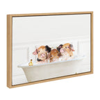 Sylvie Three Pigs In Bubble Bath Neutral Style Framed Canvas by Amy Peterson Art Studio