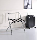 High-Back Luggage Rack, Lightweight Fold-Flat Design, Compact Chrome Finish