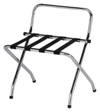 High-Back Luggage Rack, Lightweight Fold-Flat Design, Compact Chrome Finish
