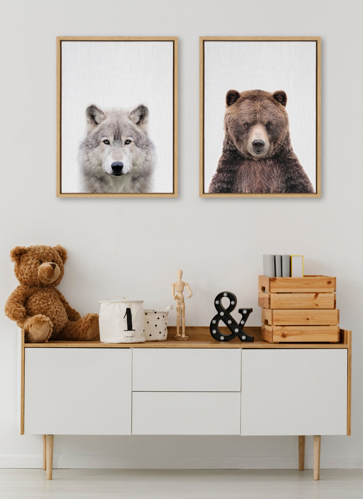 Sylvie Cute Bear Color Framed Canvas by Simon Te of Tai Prints