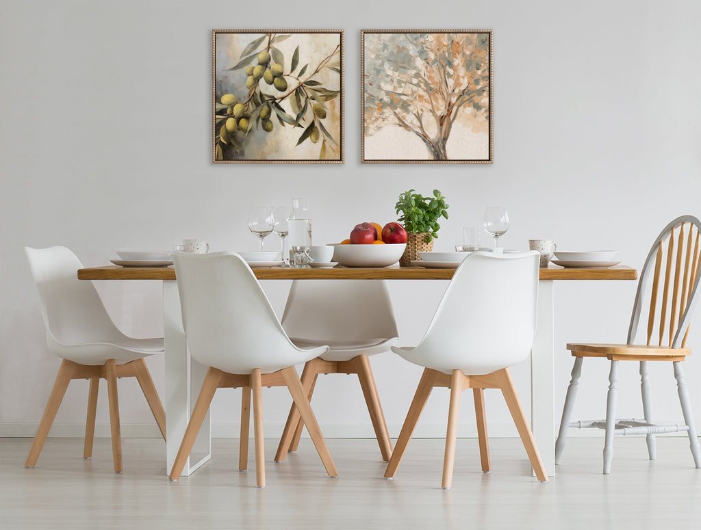 Sylvie Beaded Mediterranean Tree Framed Canvas by The Creative Bunch Studio