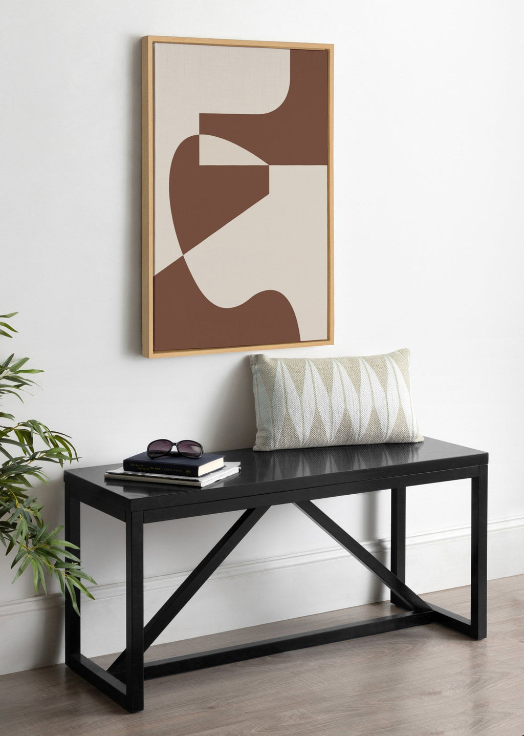 Sylvie Eye Catching Sleek Abstract 4 Brown and Beige Framed Canvas by The Creative Bunch Studio