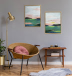 Sylvie Golden Peach Coast l and II Framed Canvas Art Set by Nikita Jariwala
